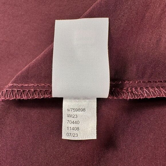Loft Women Top Sz S Burgundy Silky Satin V-Neck Cap Sleeve - Picture 7 of 7